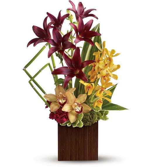 竹子架構(gòu)插花花藝桌花的東方插花主題